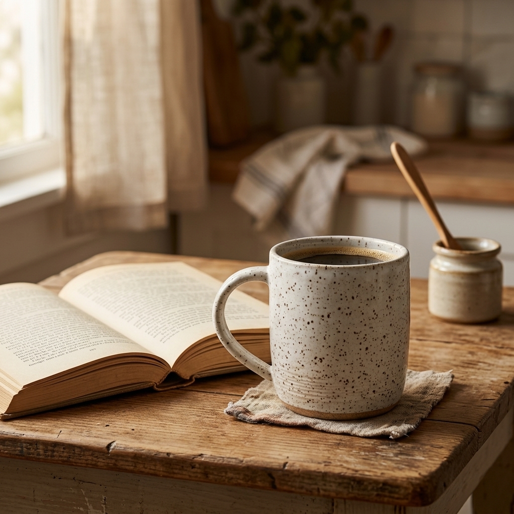 Example Etsy image for the speckled stoneware mug