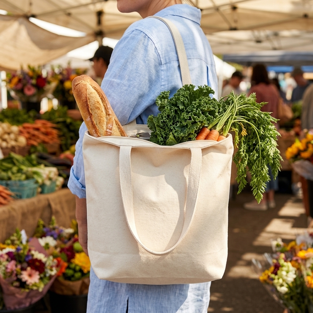 Example Etsy image for the zip-top canvas tote